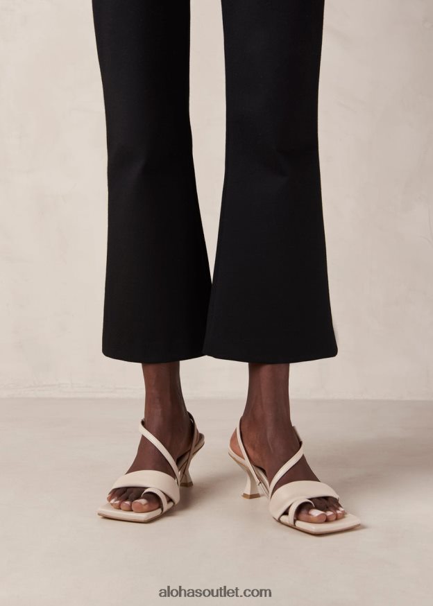 mulheres tiras assimétricas - sandálias de couro off-white Alohas 4P88ZX434 creme