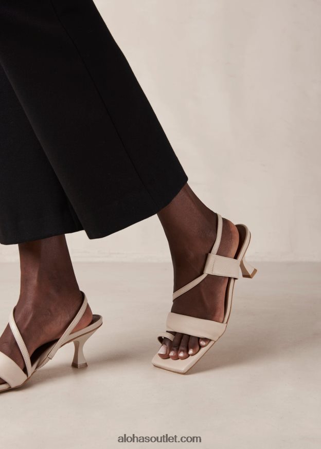 mulheres tiras assimétricas - sandálias de couro off-white Alohas 4P88ZX434 creme