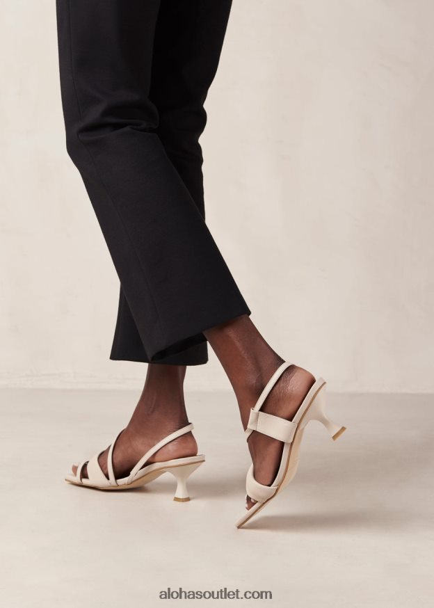mulheres tiras assimétricas - sandálias de couro off-white Alohas 4P88ZX434 creme