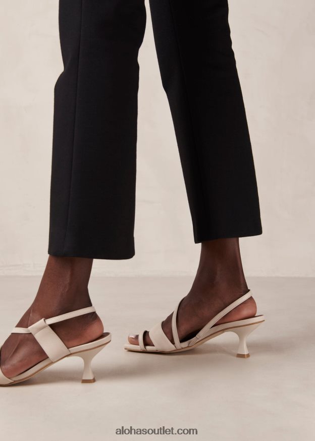 mulheres tiras assimétricas - sandálias de couro off-white Alohas 4P88ZX434 creme