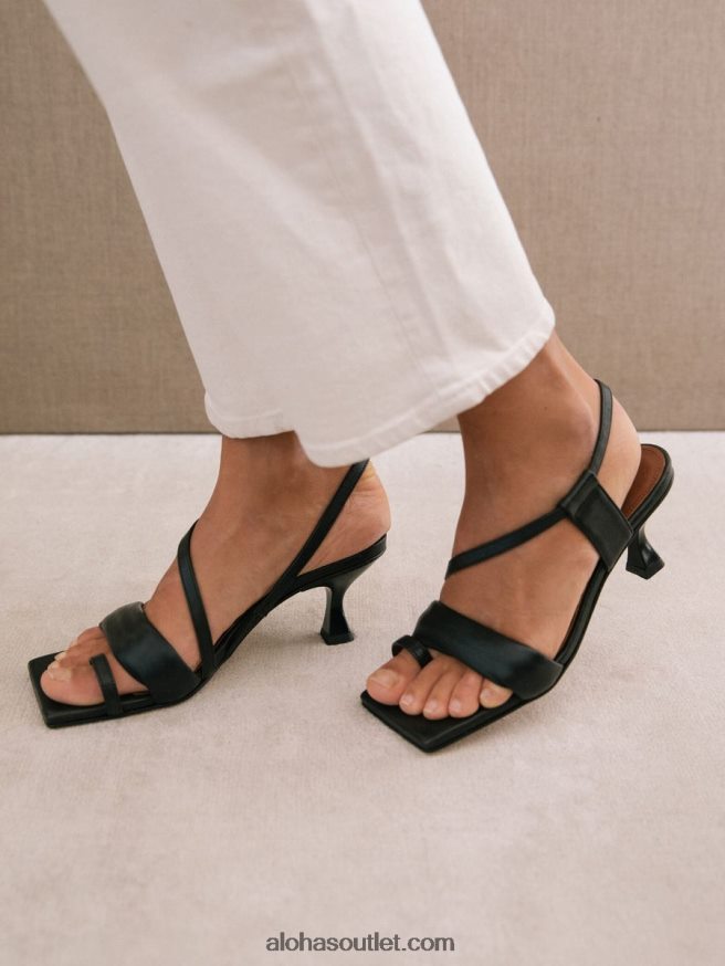 mulheres tiras assimétricas - sandálias de couro preto Alohas 4P88ZX433 preto