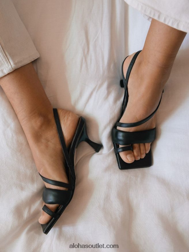 mulheres tiras assimétricas - sandálias de couro preto Alohas 4P88ZX433 preto