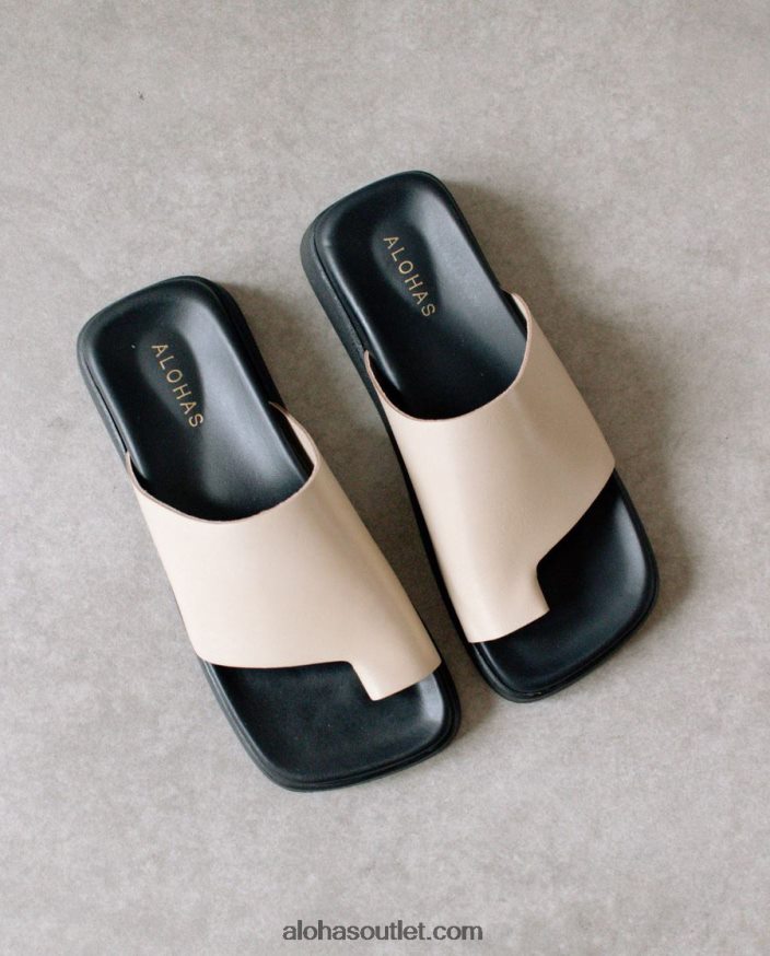 mulheres toe ring flop - sandálias de couro bege Alohas 4P88ZX221 pedra bege