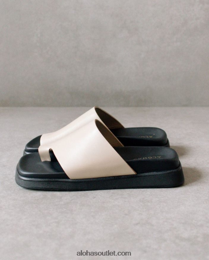 mulheres toe ring flop - sandálias de couro bege Alohas 4P88ZX221 pedra bege