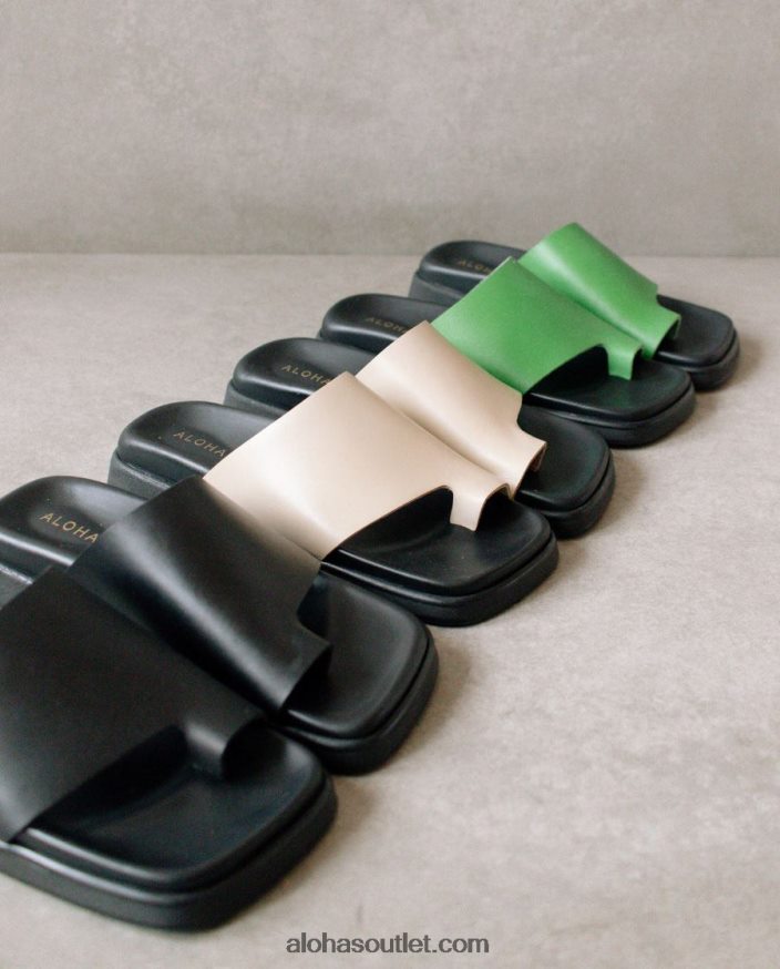 mulheres toe ring flop - sandálias de couro bege Alohas 4P88ZX221 pedra bege