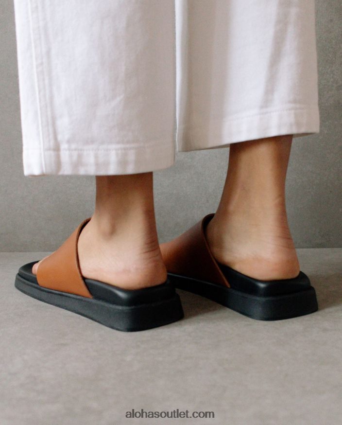 mulheres toe ring flop - sandálias de couro marrom Alohas 4P88ZX219 bronzeado