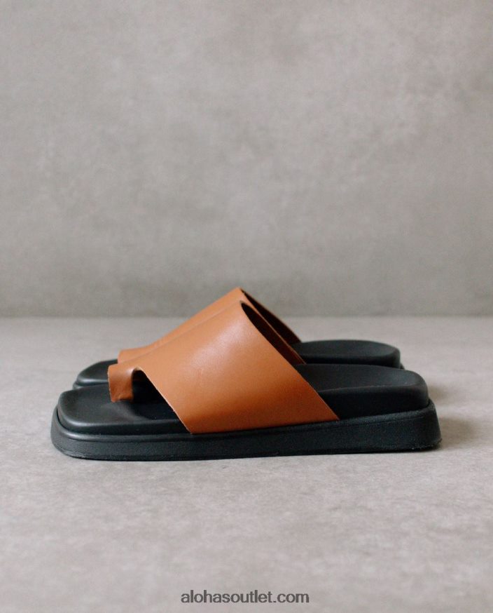 mulheres toe ring flop - sandálias de couro marrom Alohas 4P88ZX219 bronzeado