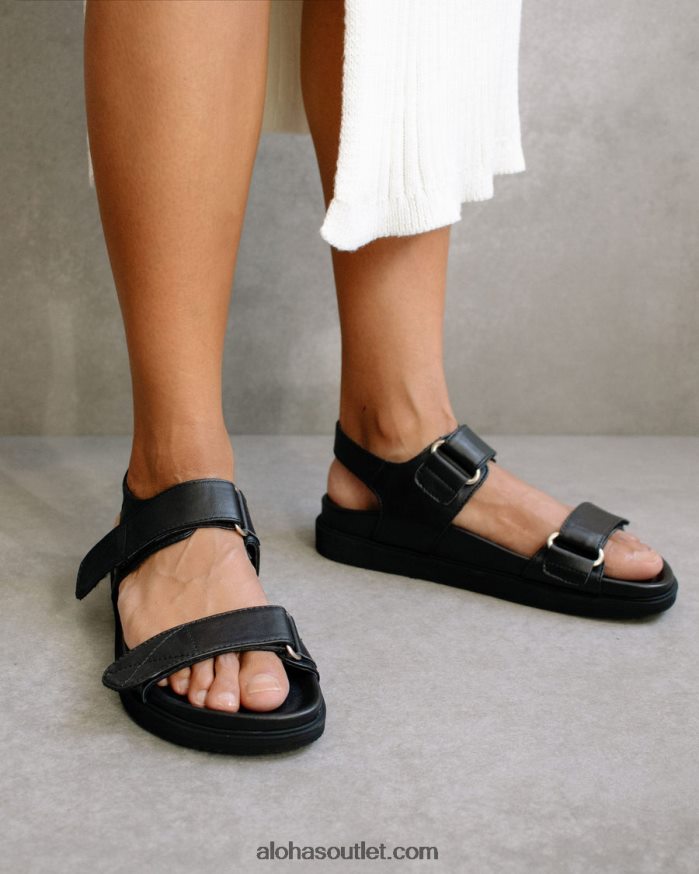 mulheres traveler hook loop - sandália preta de couro Alohas 4P88ZX515 preto