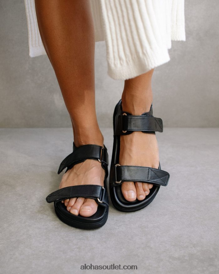 mulheres traveler hook loop - sandália preta de couro Alohas 4P88ZX515 preto