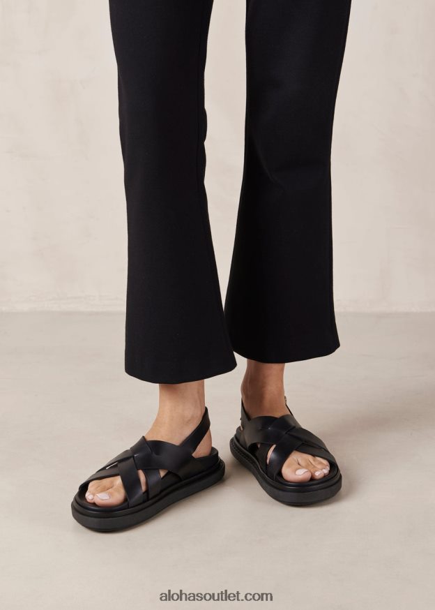 mulheres trunca - sandália preta de couro Alohas 4P88ZX370 preto