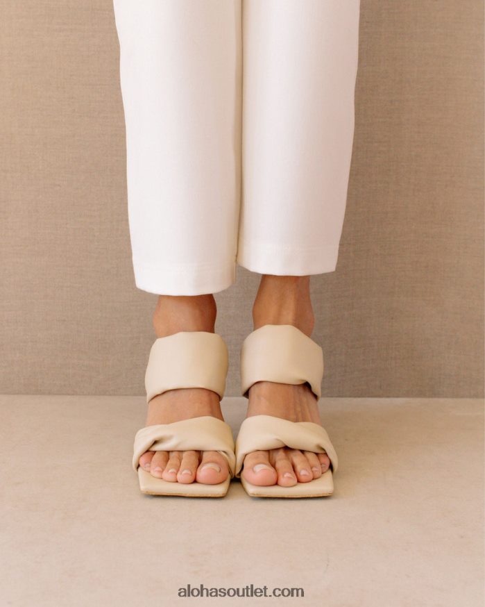 mulheres twist strap corn - mula branca de couro vegano Alohas 4P88ZX427 milho marfim