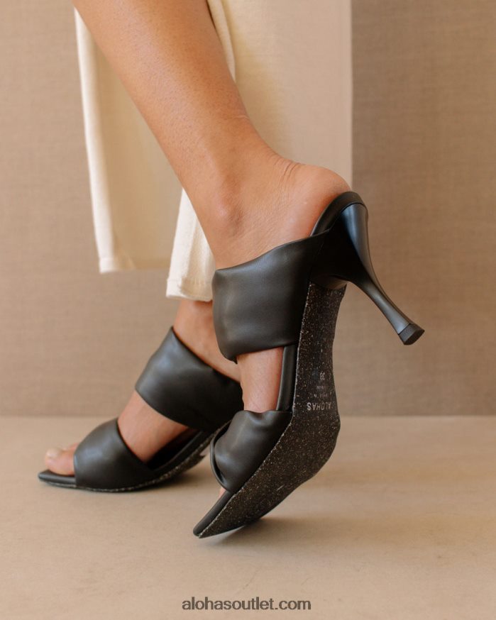 mulheres twist strap corn - mula preta de couro vegano Alohas 4P88ZX429 preto/milho preto
