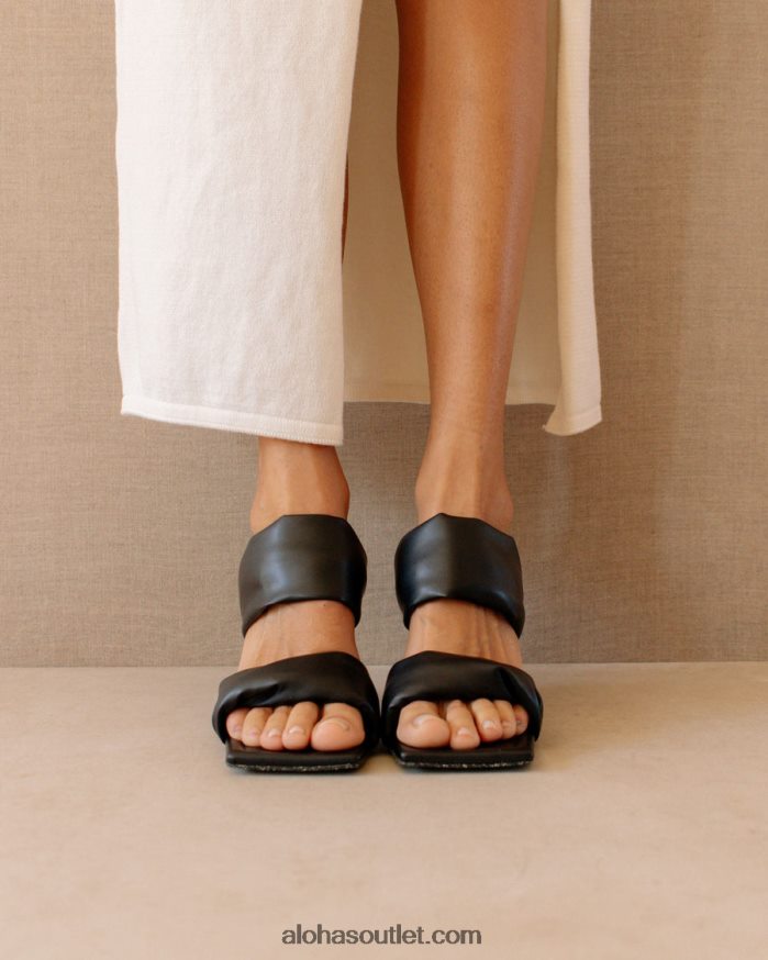 mulheres twist strap corn - mula preta de couro vegano Alohas 4P88ZX429 preto/milho preto
