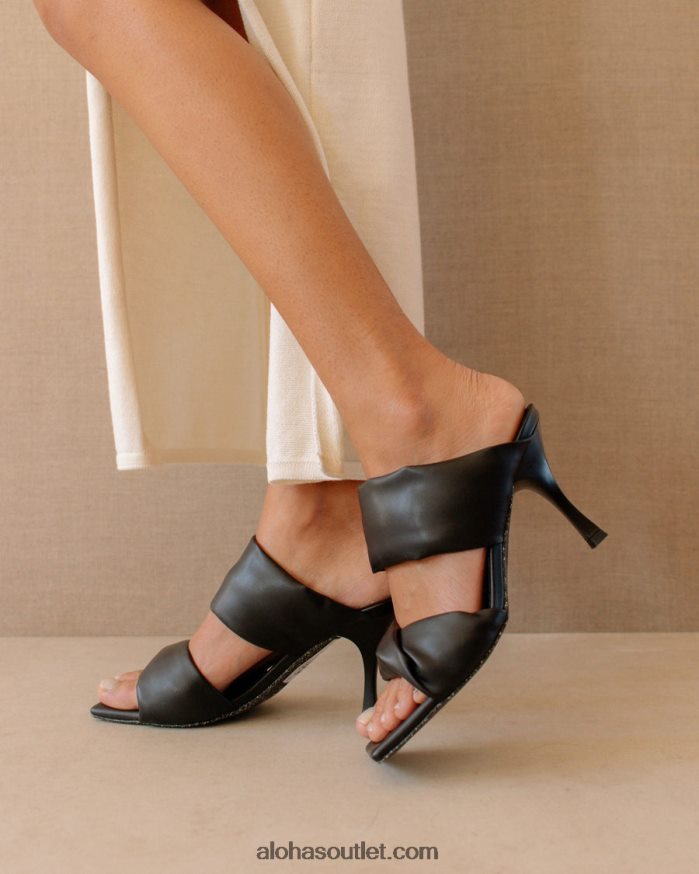 mulheres twist strap corn - mula preta de couro vegano Alohas 4P88ZX429 preto/milho preto