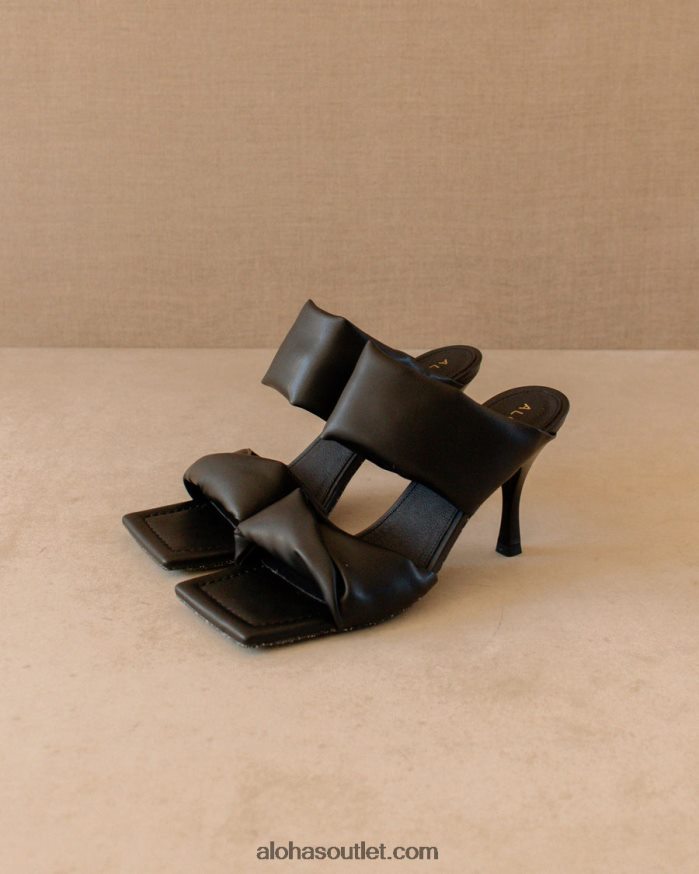 mulheres twist strap corn - mula preta de couro vegano Alohas 4P88ZX429 preto/milho preto