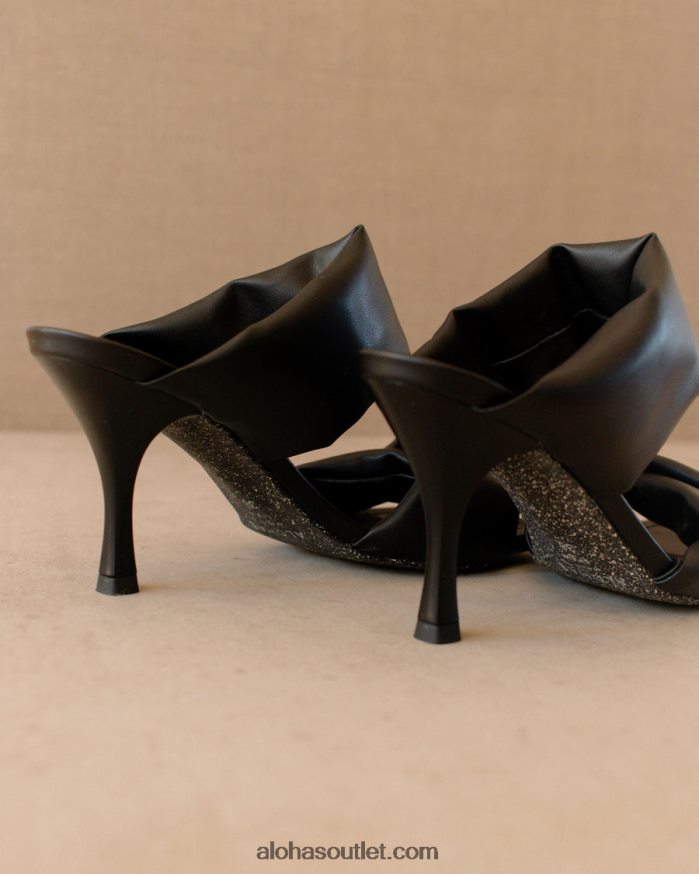 mulheres twist strap corn - mula preta de couro vegano Alohas 4P88ZX429 preto/milho preto