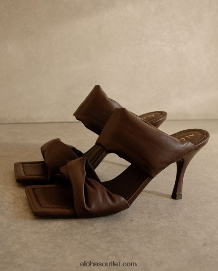 mulheres twist strap - mule de couro marrom escuro Alohas 4P88ZX428 marrom café