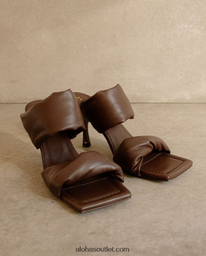 mulheres twist strap - mule de couro marrom escuro Alohas 4P88ZX428 marrom café