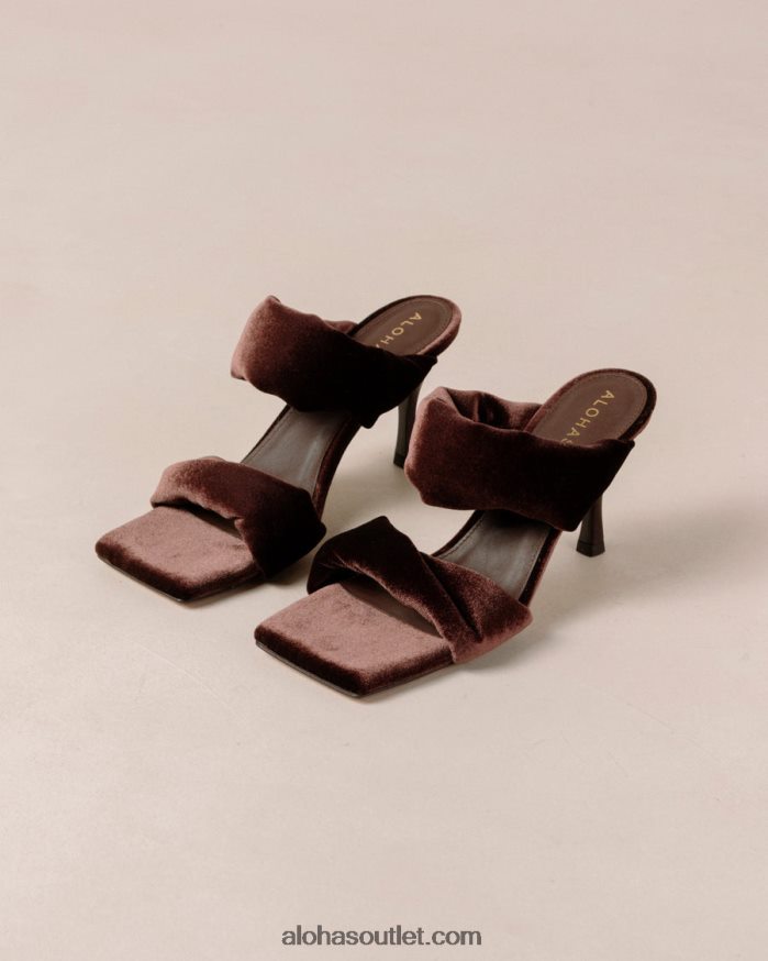 mulheres twist strap - mules de veludo marrom Alohas 4P88ZX590 veludo marrom café