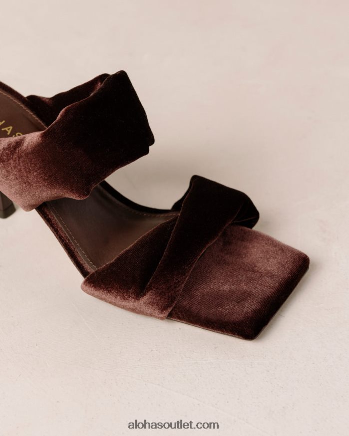 mulheres twist strap - mules de veludo marrom Alohas 4P88ZX590 veludo marrom café