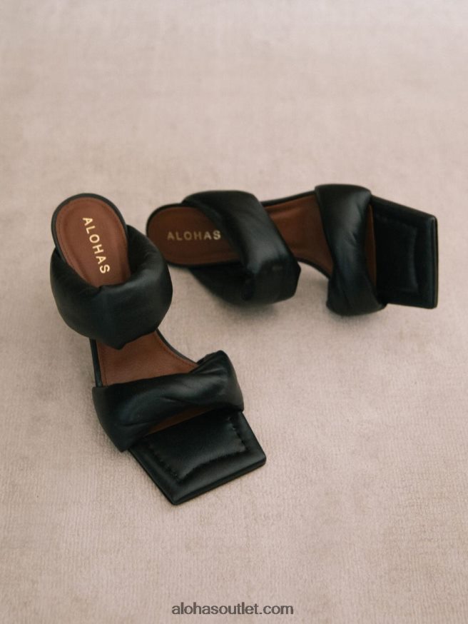 mulheres twist strap - sandália preta de couro Alohas 4P88ZX430 preto