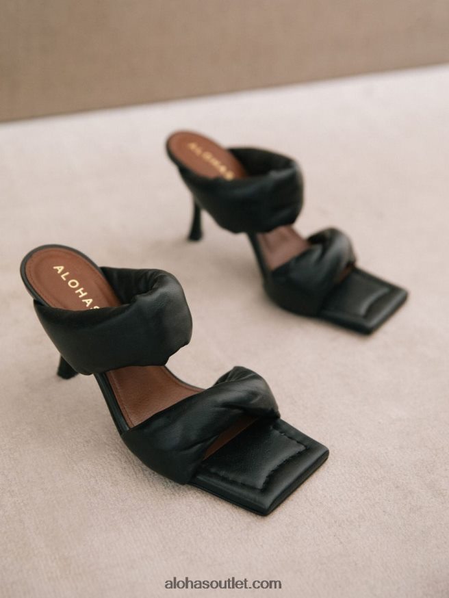 mulheres twist strap - sandália preta de couro Alohas 4P88ZX430 preto
