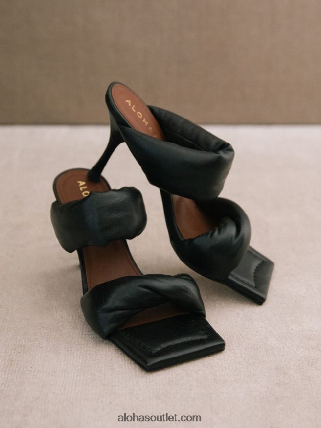 mulheres twist strap - sandália preta de couro Alohas 4P88ZX430 preto