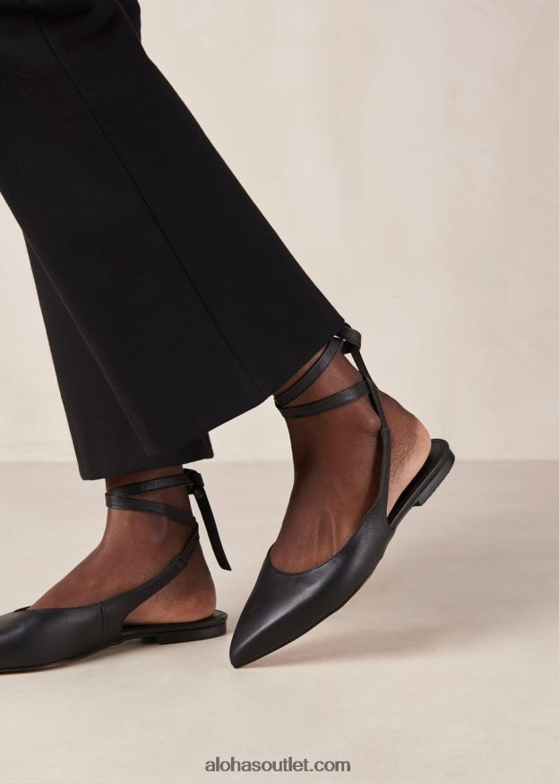 mulheres ribbon - sapatilhas de balé de couro preto Alohas 4P88ZX309 preto