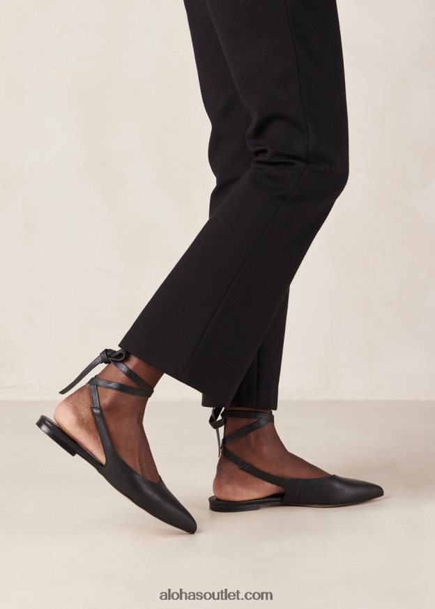 mulheres ribbon - sapatilhas de balé de couro preto Alohas 4P88ZX309 preto
