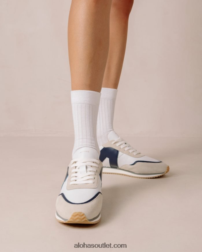 mulheres tb.015 - tênis de couro branco e marinho Alohas 4P88ZX77 azul marinho brilhante