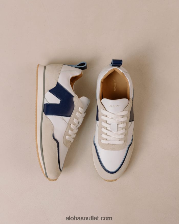 mulheres tb.015 - tênis de couro branco e marinho Alohas 4P88ZX77 azul marinho brilhante