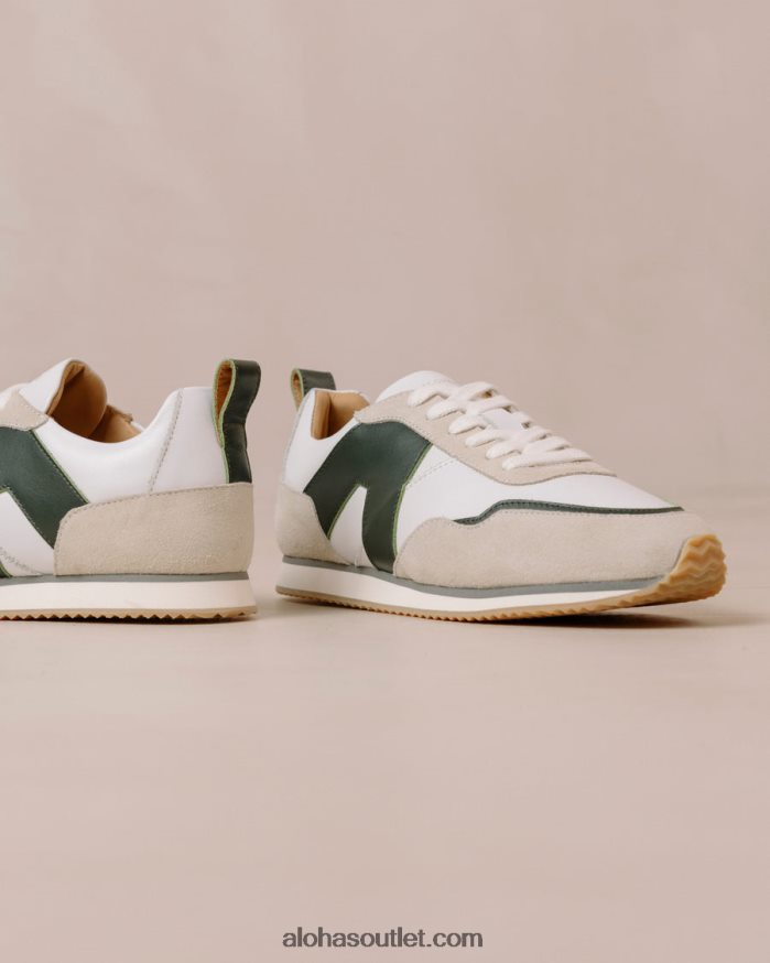 mulheres tb.015 - tênis de couro branco e verde Alohas 4P88ZX74 branco brilhante verde escuro