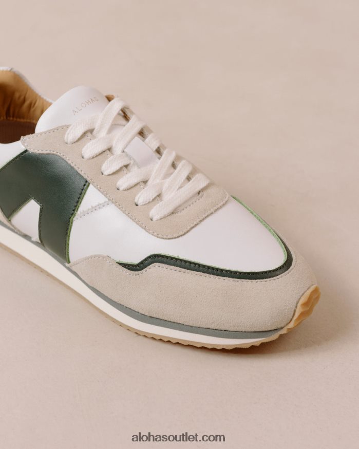 mulheres tb.015 - tênis de couro branco e verde Alohas 4P88ZX74 branco brilhante verde escuro