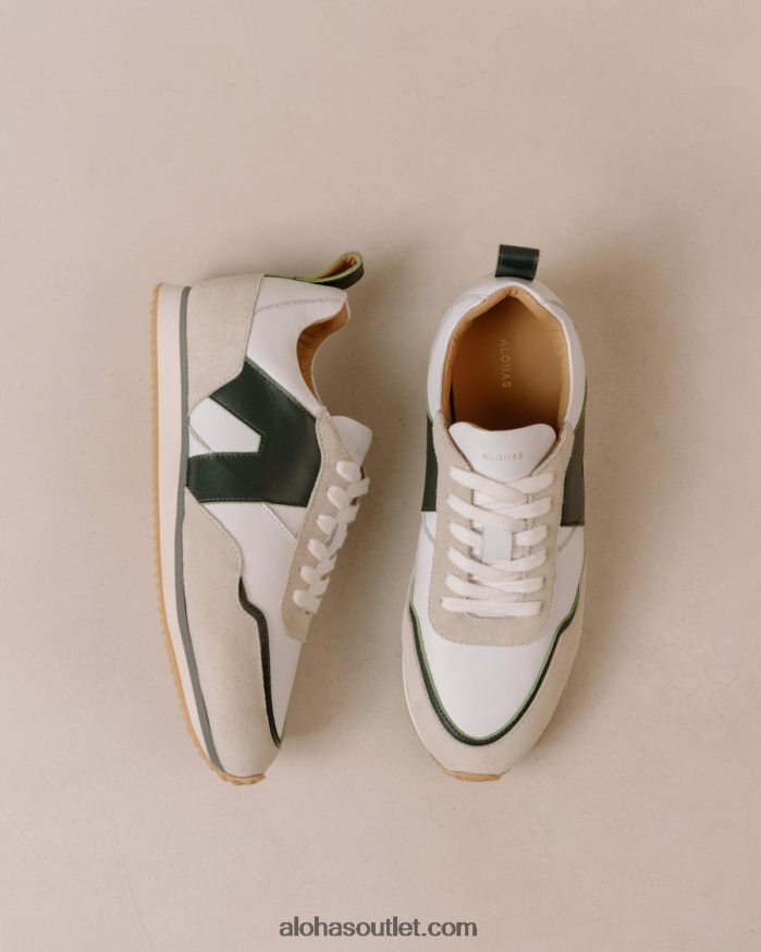 mulheres tb.015 - tênis de couro branco e verde Alohas 4P88ZX74 branco brilhante verde escuro