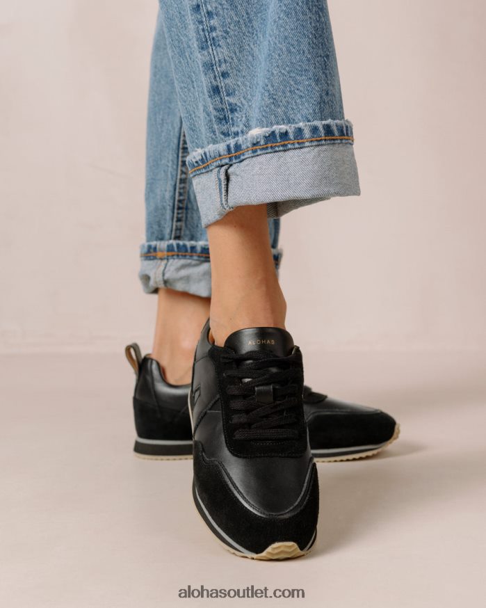 mulheres tb.015 - tênis de couro preto Alohas 4P88ZX76 preto total