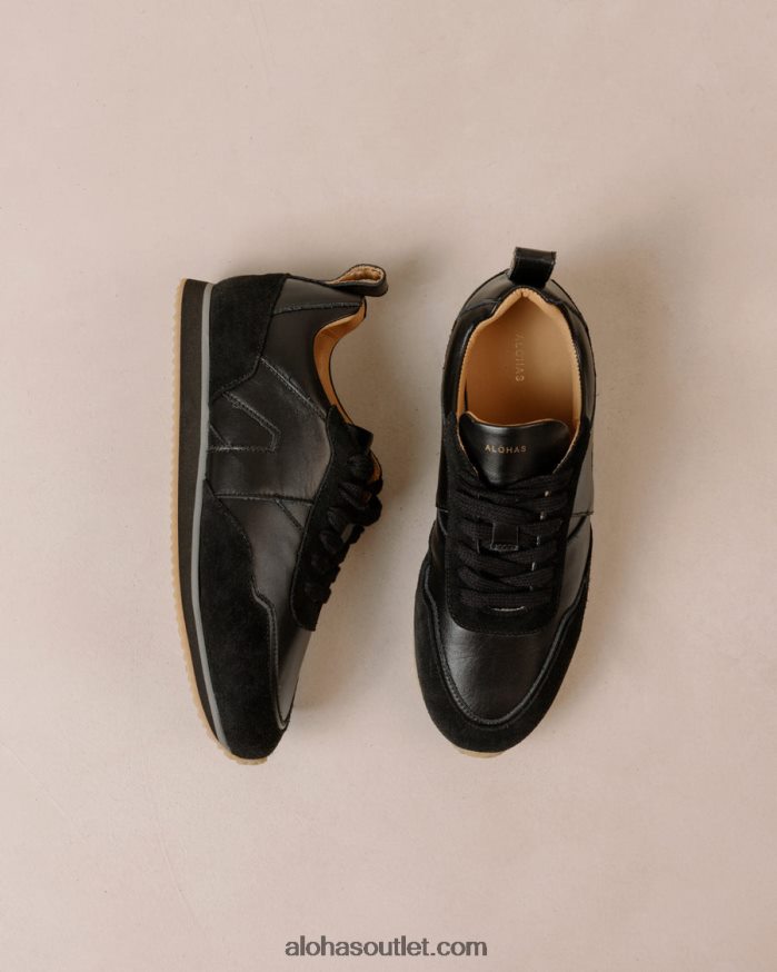 mulheres tb.015 - tênis de couro preto Alohas 4P88ZX76 preto total