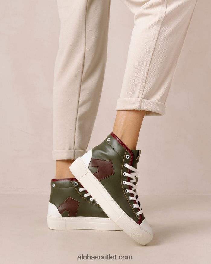 mulheres tb.35 - tênis de couro vermelho e verde Alohas 4P88ZX264 montanha