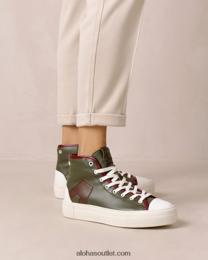 mulheres tb.35 - tênis de couro vermelho e verde Alohas 4P88ZX264 montanha