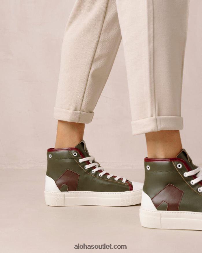 mulheres tb.35 - tênis de couro vermelho e verde Alohas 4P88ZX264 montanha
