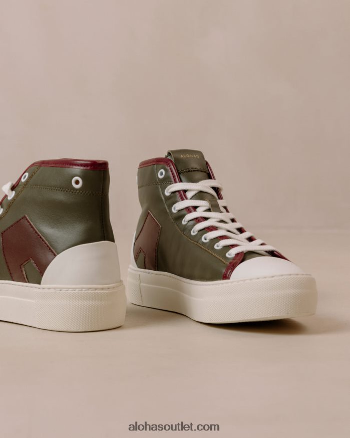 mulheres tb.35 - tênis de couro vermelho e verde Alohas 4P88ZX264 montanha