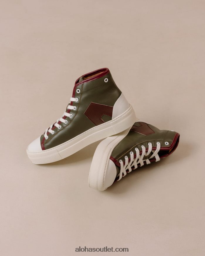 mulheres tb.35 - tênis de couro vermelho e verde Alohas 4P88ZX264 montanha