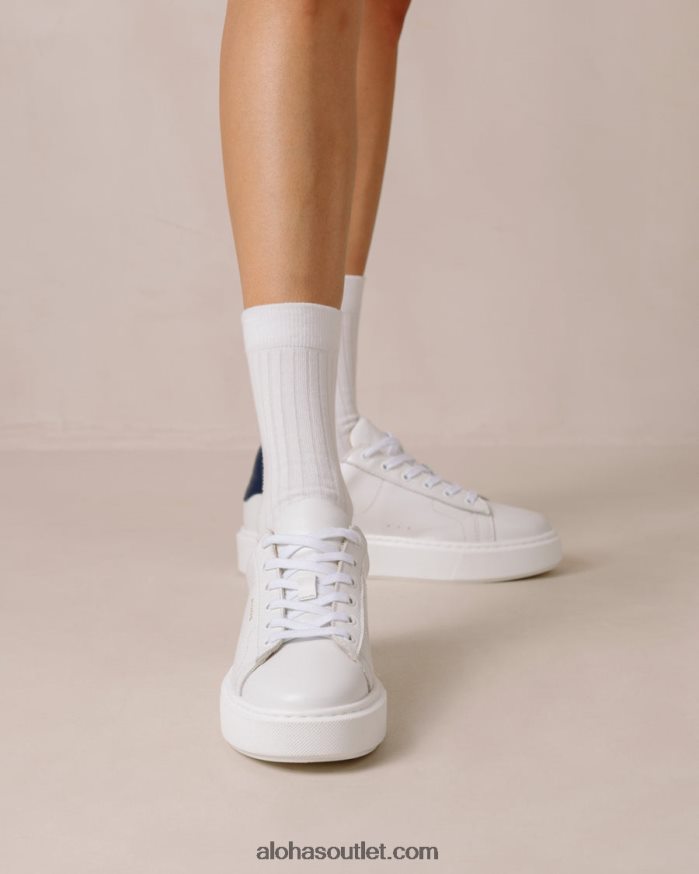 mulheres tb.65 - tênis de couro branco e azul Alohas 4P88ZX92 azul marinho brilhante
