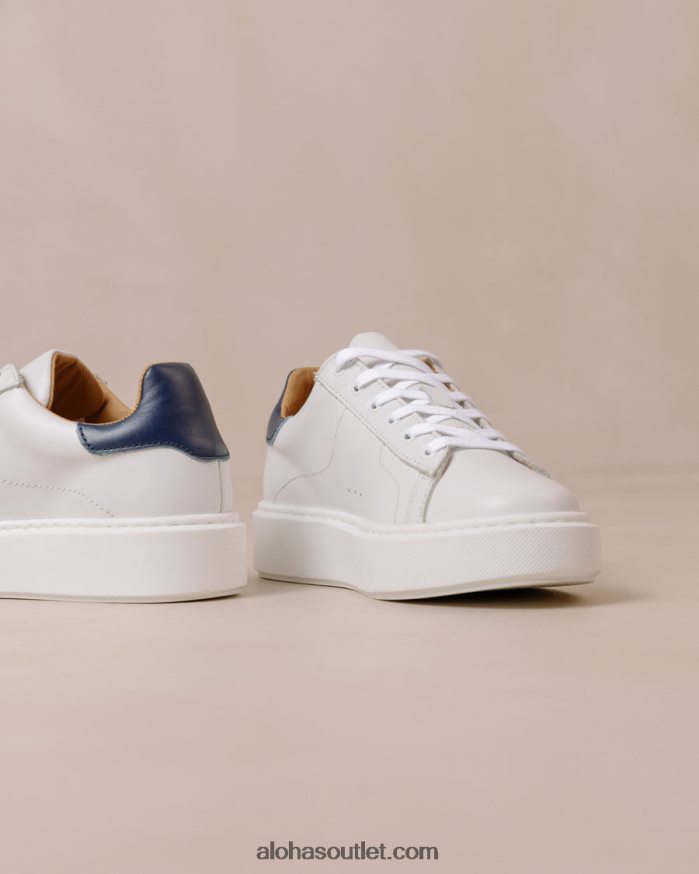 mulheres tb.65 - tênis de couro branco e azul Alohas 4P88ZX92 azul marinho brilhante