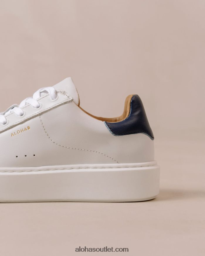 mulheres tb.65 - tênis de couro branco e azul Alohas 4P88ZX92 azul marinho brilhante