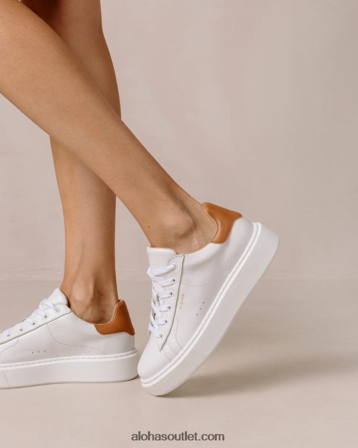 mulheres tb.65 - tênis de couro branco e marrom Alohas 4P88ZX90 bronzeado branco brilhante