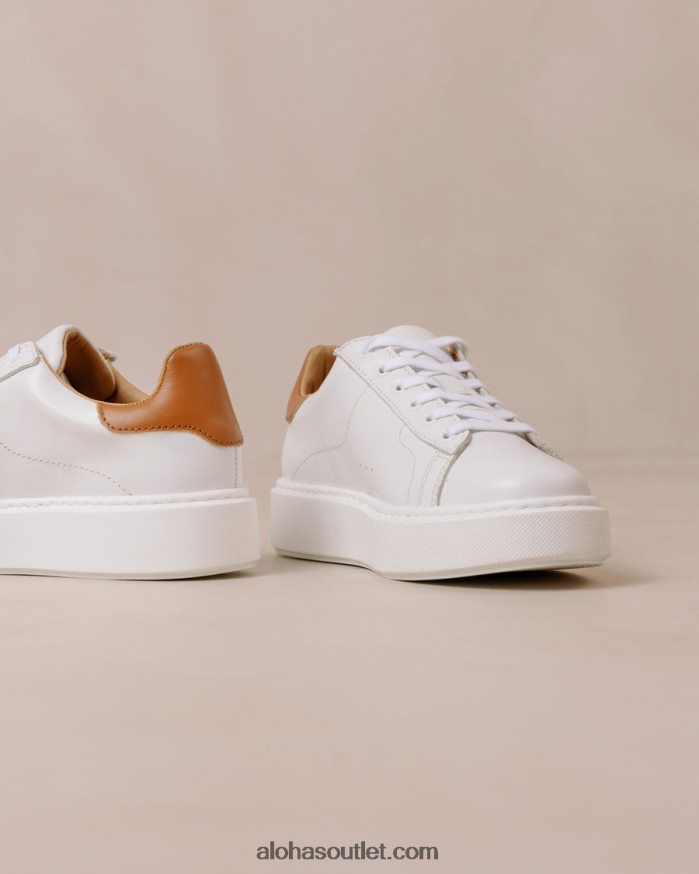 mulheres tb.65 - tênis de couro branco e marrom Alohas 4P88ZX90 bronzeado branco brilhante