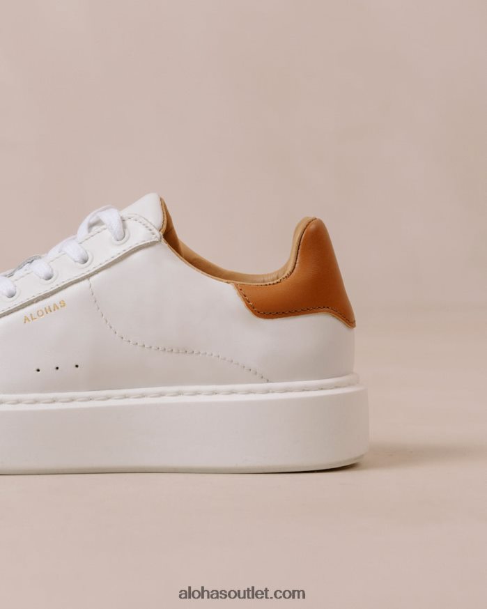 mulheres tb.65 - tênis de couro branco e marrom Alohas 4P88ZX90 bronzeado branco brilhante