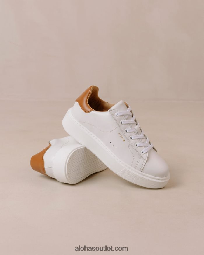 mulheres tb.65 - tênis de couro branco e marrom Alohas 4P88ZX90 bronzeado branco brilhante