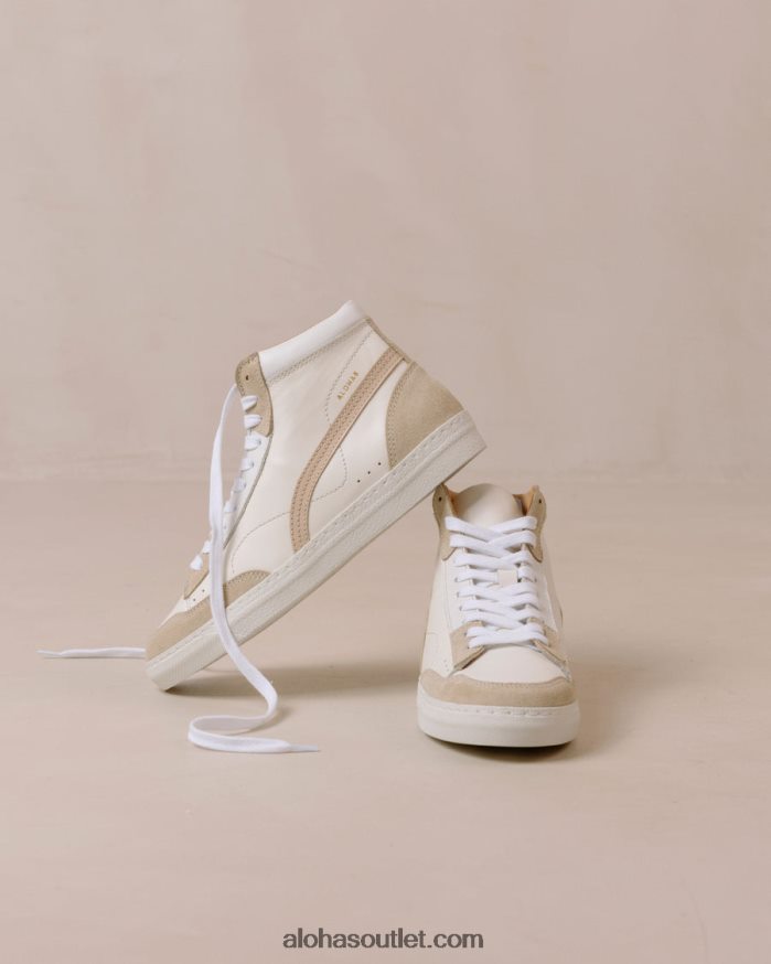 mulheres tb.73 - tênis de couro branco e bege Alohas 4P88ZX568 pedreira