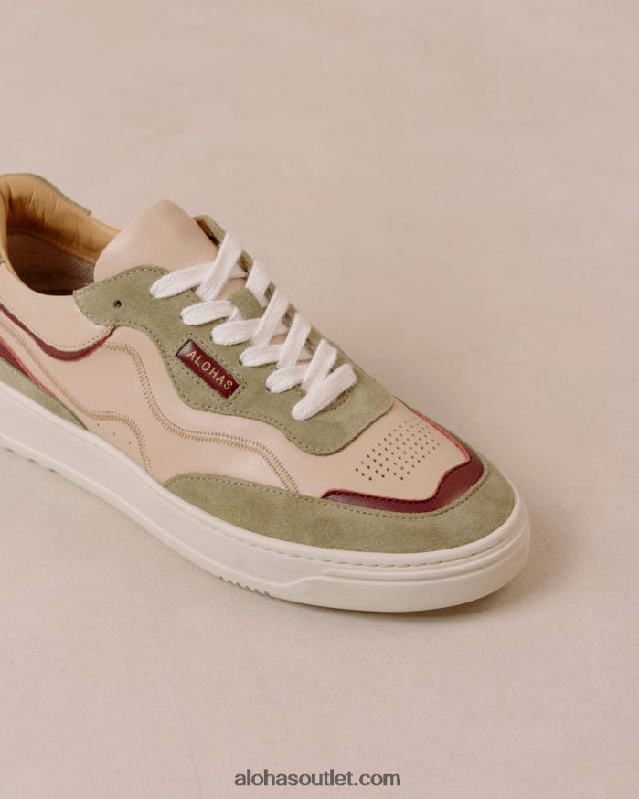mulheres tb.87 - tênis de couro bege e verde Alohas 4P88ZX69 maranta